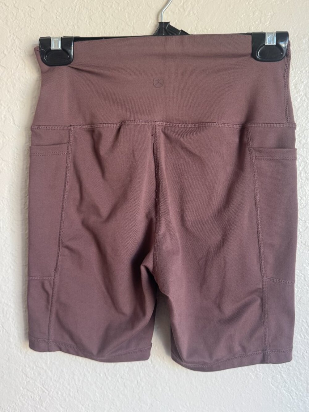 Danskin Mauve High Rise Bike Shorts Women’s S Pockets Athletic Yoga Compression - Picture 2 of 5